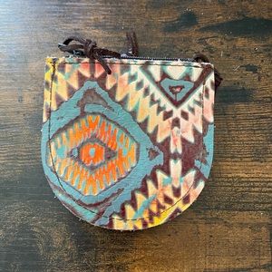 Aztec leather coin pouch
